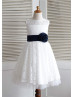 Ivory Lace Tulle Knee Length Flower Girl Dress Ivory Lace Tulle Knee Length Flower Girl Dress
